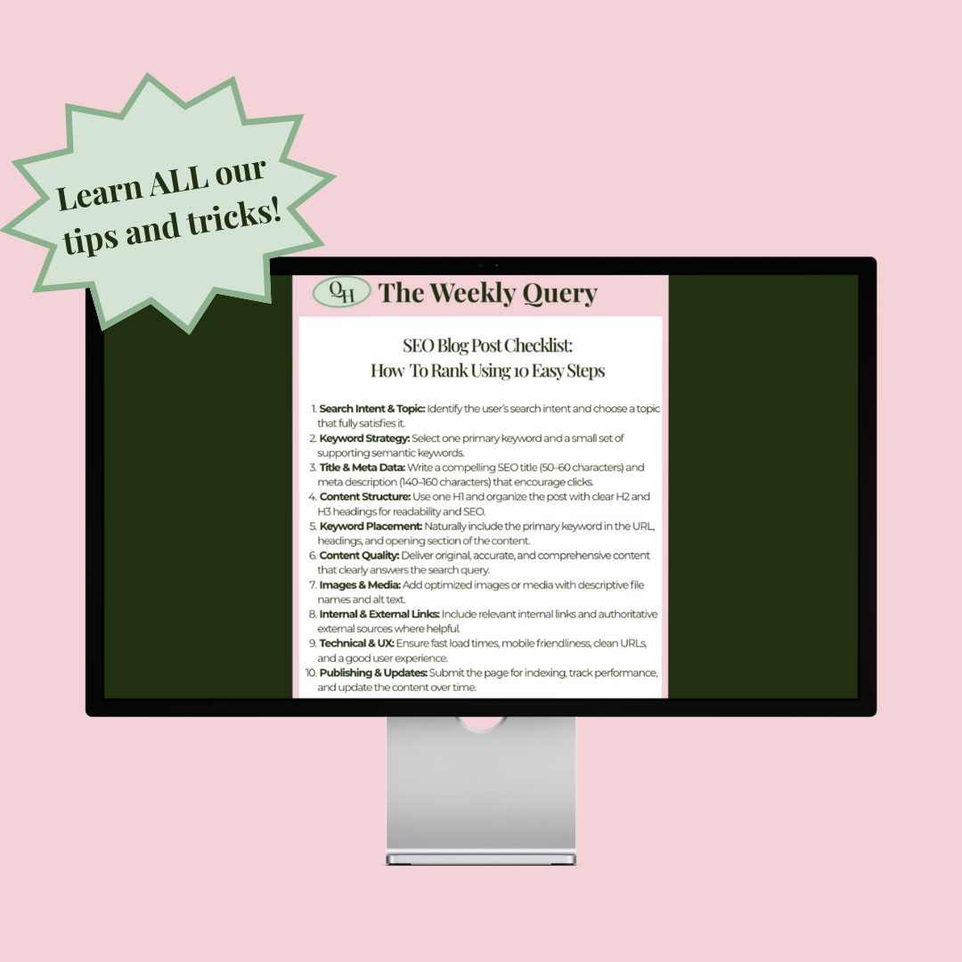 Query House Marketing Weekly Query Email Newsletter | SEO Tips